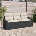vidaXL Tuinbank Set met kussen 3 pcs Zwart en Wit poly rattan