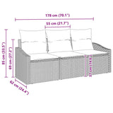 vidaXL Tuinbank Set met kussen 3 pcs Zwart en Wit poly rattan