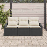 vidaXL Tuinbank Set met kussen 3 pcs Zwart en Wit poly rattan