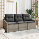 vidaXL Tuinbank Set met kussen 3 pcs Zwart en Wit poly rattan