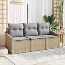 vidaXL Tuinbank Set met kussen 3 pcs Zwart en Wit poly rattan