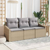 vidaXL Tuinbank Set met kussen 3 pcs Zwart en Wit poly rattan