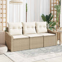 vidaXL Tuinbank Set met kussen 3 pcs Zwart en Wit poly rattan