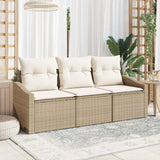 vidaXL Tuinbank Set met kussen 3 pcs Zwart en Wit poly rattan
