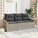 vidaXL Tuinbank Set met kussen 3 pcs Zwart en Wit poly rattan