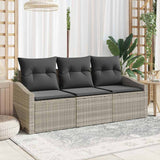 vidaXL Tuinbank Set met kussen 3 pcs Zwart en Wit poly rattan