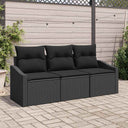 vidaXL Tuinbank Set met kussen 3 pcs Zwart en Wit poly rattan