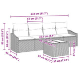 vidaXL Bankstel met kussen met opslag 5 pcs Zwart en Crème poly rattan