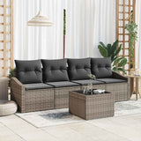 vidaXL Bankstel met kussen met opslag 5 pcs Zwart en Crème poly rattan