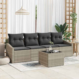 vidaXL Bankstel met kussen met opslag 5 pcs Zwart en Crème poly rattan