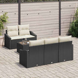 vidaXL Bankstel met kussen met opslag 6 pcs Zwart en Crème poly rattan