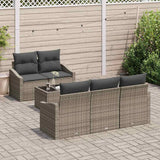 vidaXL Bankstel met kussen met opslag 6 pcs Zwart en Crème poly rattan