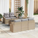 vidaXL Bankstel met kussen met opslag 6 pcs Zwart en Crème poly rattan