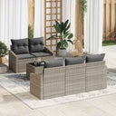 vidaXL Bankstel met kussen met opslag 6 pcs Zwart en Crème poly rattan