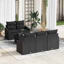vidaXL Bankstel met kussen met opslag 6 pcs Zwart en Crème poly rattan