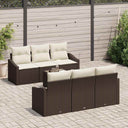vidaXL Bankstel met kussen met opslag 7 pcs Zwart en Crème poly rattan