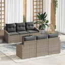 vidaXL Bankstel met kussen met opslag 7 pcs Zwart en Crème poly rattan
