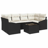 vidaXL Sofa Set with Cushions with Storage 7 pcs Black and Cream Poly Rattan