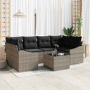 vidaXL Sofa Set with Cushions with Storage 7 pcs Black and Cream Poly Rattan