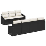 vidaXL Sofa Set with Cushion Storage 8 pcs Black and Cream Poly Rattan