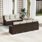 vidaXL Sofa Set with Cushion Storage 8 pcs Black and Cream Poly Rattan