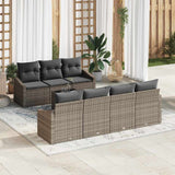 vidaXL Sofa Set with Cushion Storage 8 pcs Black and Cream Poly Rattan