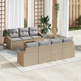 vidaXL Sofa Set with Cushion Storage 8 pcs Black and Cream Poly Rattan