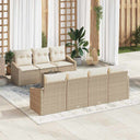 vidaXL Sofa Set with Cushion Storage 8 pcs Black and Cream Poly Rattan