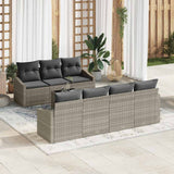 vidaXL Sofa Set with Cushion Storage 8 pcs Black and Cream Poly Rattan