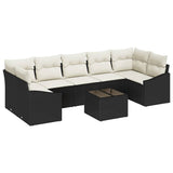 vidaXL Sofa Set with Cushions Storage 8 pcs Black and Cream Poly Rattan