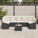 vidaXL Sofa Set with Cushions Storage 8 pcs Black and Cream Poly Rattan