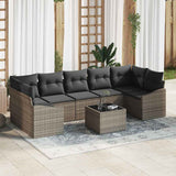 vidaXL Sofa Set with Cushions Storage 8 pcs Black and Cream Poly Rattan