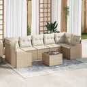 vidaXL Sofa Set with Cushions Storage 8 pcs Black and Cream Poly Rattan