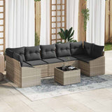 vidaXL Sofa Set with Cushions Storage 8 pcs Black and Cream Poly Rattan