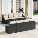 vidaXL Bankstel met kussen met opslag 7 pcs Zwart en Crème poly rattan