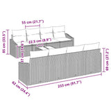 vidaXL Bankstel met kussen met opslag 7 pcs Zwart en Crème poly rattan
