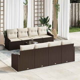 vidaXL Bankstel met kussen met opslag 7 pcs Zwart en Crème poly rattan