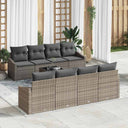 vidaXL Bankstel met kussen met opslag 7 pcs Zwart en Crème poly rattan
