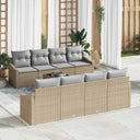 vidaXL Bankstel met kussen met opslag 7 pcs Zwart en Crème poly rattan