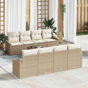 vidaXL Bankstel met kussen met opslag 7 pcs Zwart en Crème poly rattan