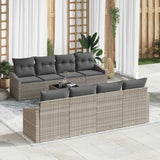 vidaXL Bankstel met kussen met opslag 7 pcs Zwart en Crème poly rattan