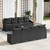vidaXL Bankstel met kussen met opslag 7 pcs Zwart en Crème poly rattan