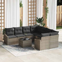 vidaXL Bankstel met kussen met opslag 9 pcs Zwart en Crème poly rattan
