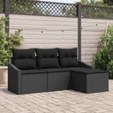 vidaXL Bankstel met kussen met opslag 4 pcs Zwart en Crème poly rattan