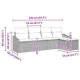 vidaXL Bankstel met kussen met opslag 5 pcs Zwart en Crème poly rattan