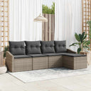 vidaXL Bankstel met kussen met opslag 5 pcs Zwart en Crème poly rattan