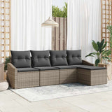 vidaXL Bankstel met kussen met opslag 5 pcs Zwart en Crème poly rattan