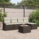 vidaXL Bankstel met kussen met opslag 5 pcs Zwart en Crème poly rattan