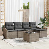 vidaXL Bankstel met kussen met opslag 5 pcs Zwart en Crème poly rattan