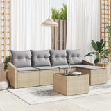 vidaXL Bankstel met kussen met opslag 5 pcs Zwart en Crème poly rattan